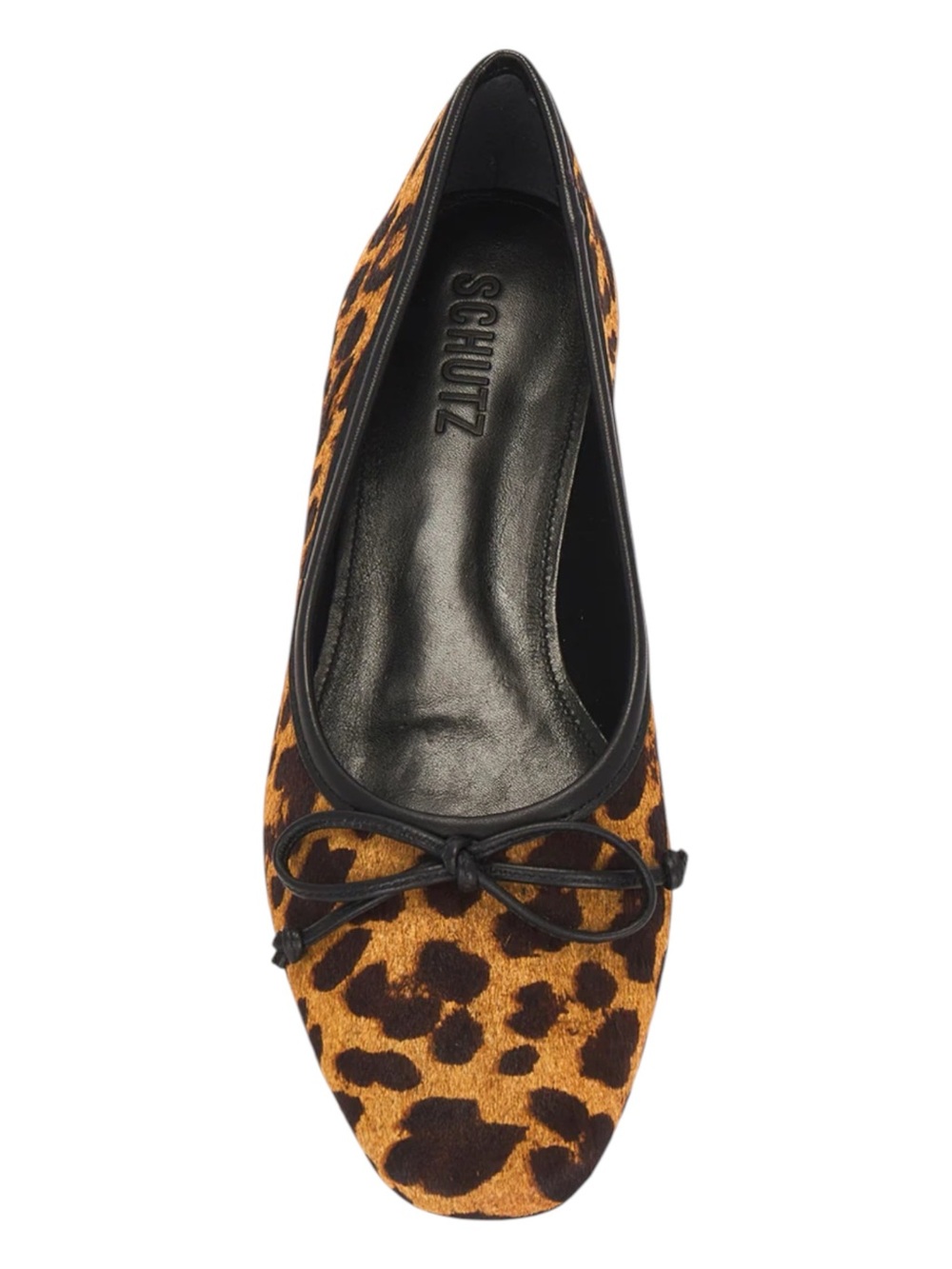 SCHUTZ Arissa Leopard-Print Bow Ballet Flat in Brown & Black, Calf Hair, Size 9B